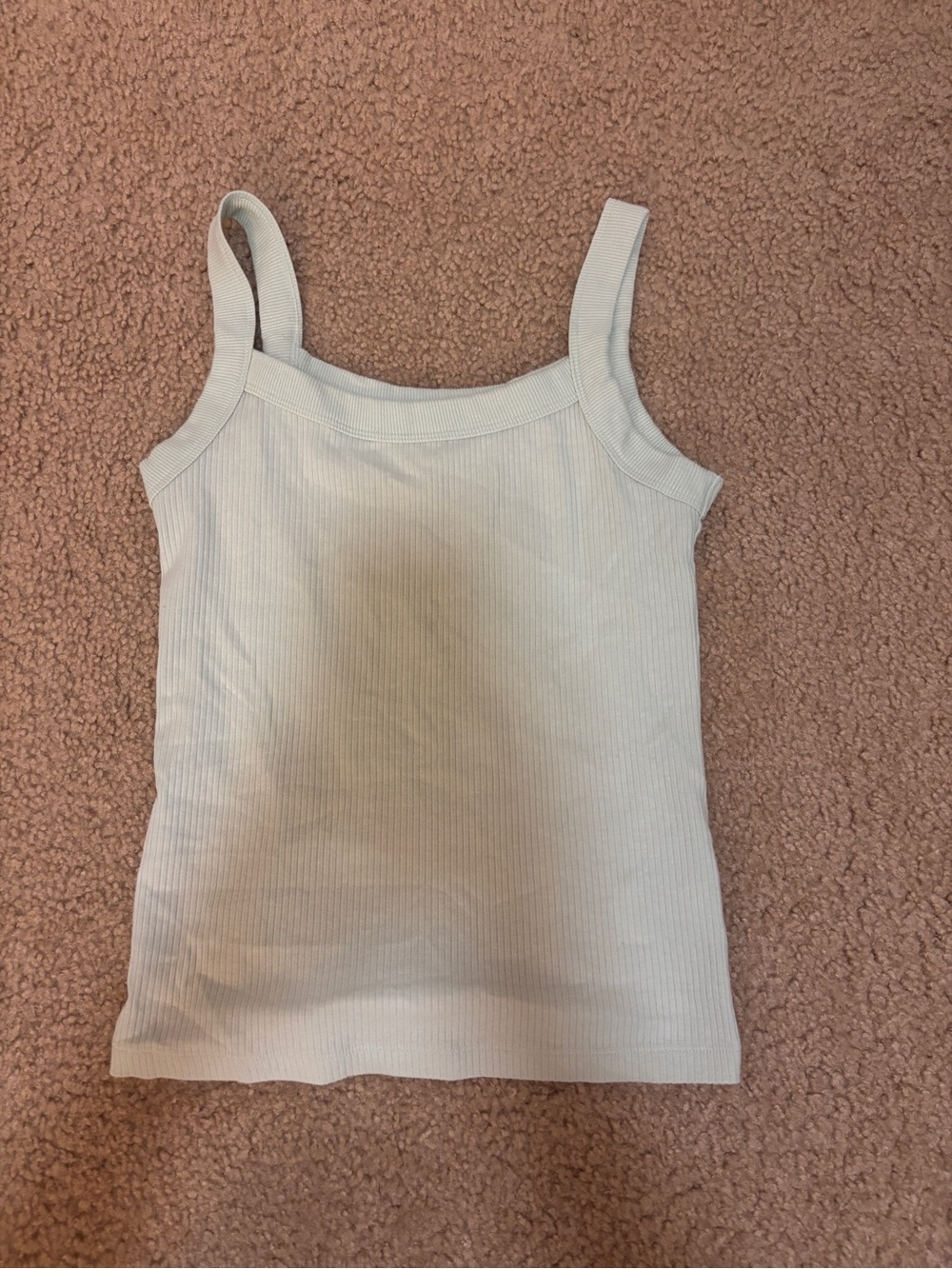 American Eagle Outfitters Light Blue Ribbed Square-Neck Tank